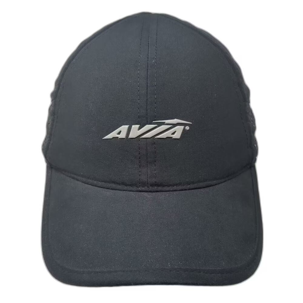 AVIA Baseball Cap Black Gray OS Performance Hat Adjustable Strapback Geometric